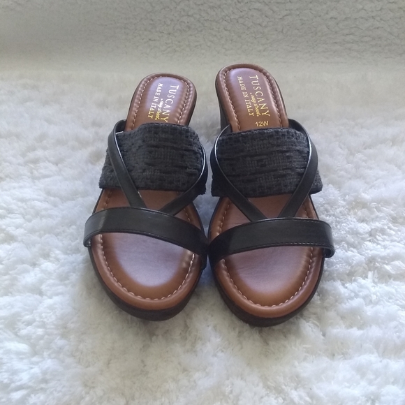Tuscany Made in Italy Women's Wedge Platform Sandals Sz 12 A7 - Picture 2 of 11